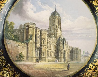 Victorian Card Tray Decorated with a Scene of Christ Church, Oxford by Richard Phene and Benjamin W. Spiers